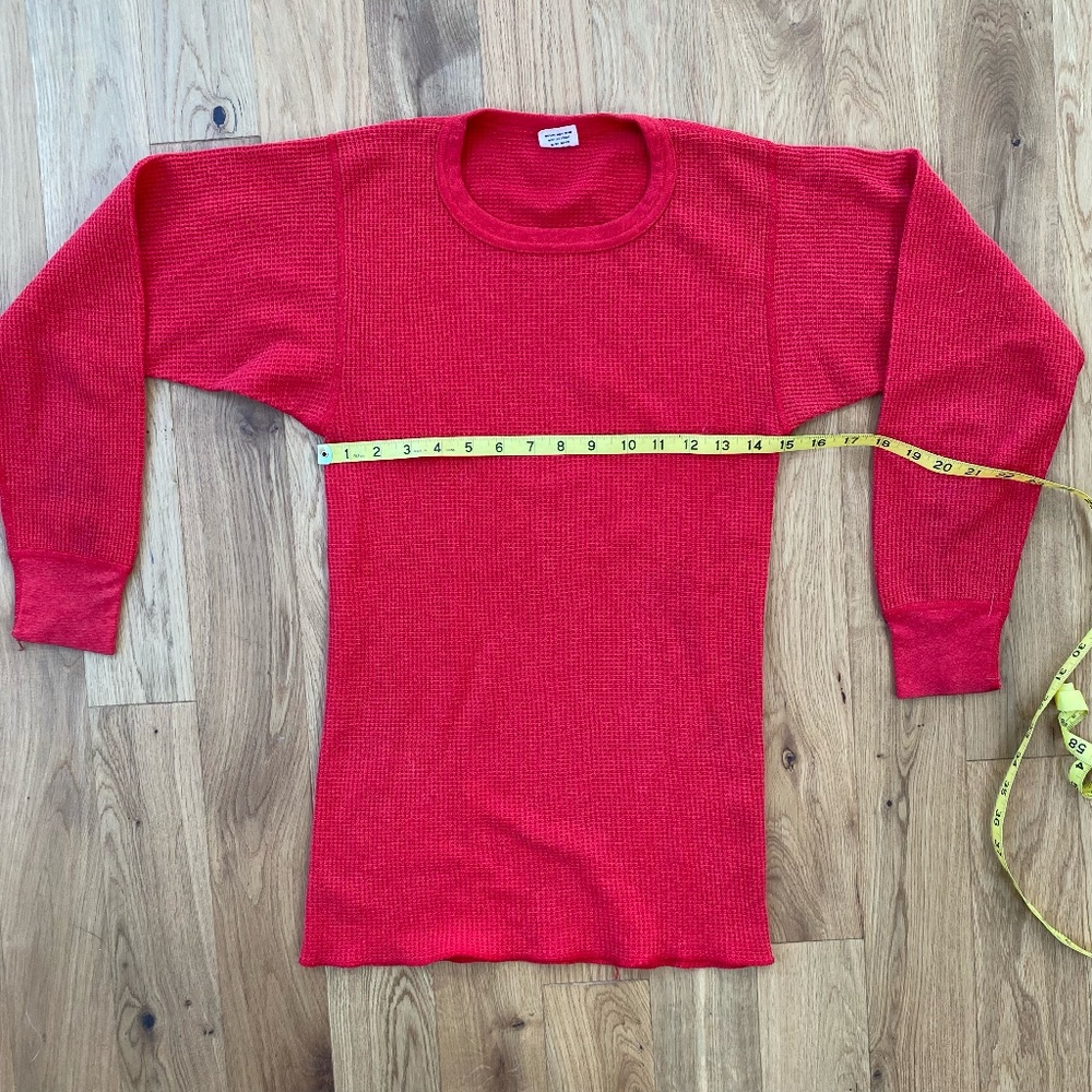 Vintage Cherry Red Waffle Knit Thermal Tagged Men's S